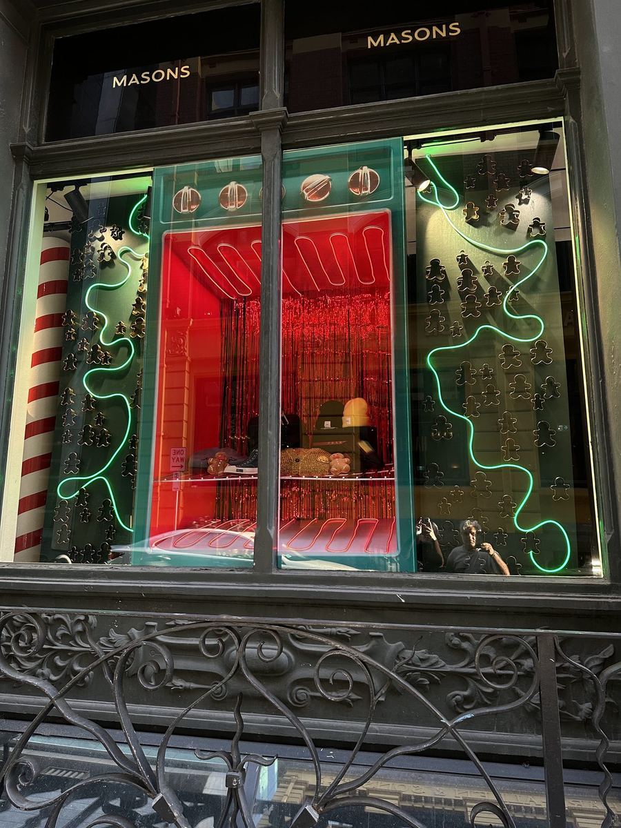 Masons × Prada Christmas window display, Melbourne visual merchandising